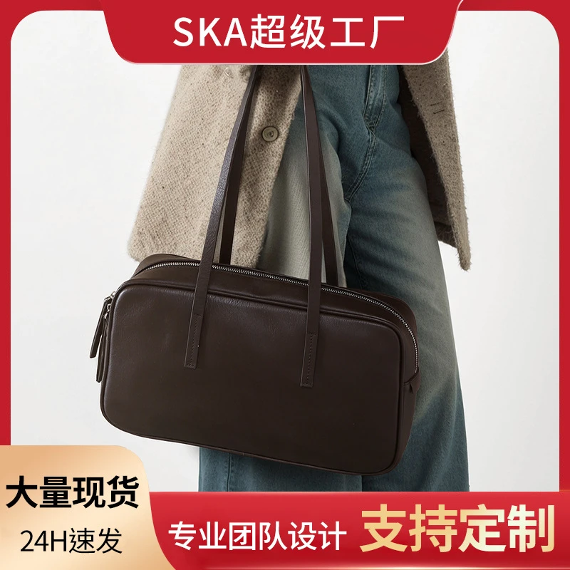 人造革2025秋冬新款头层牛皮托特包让容量波士顿包包通勤手提包广