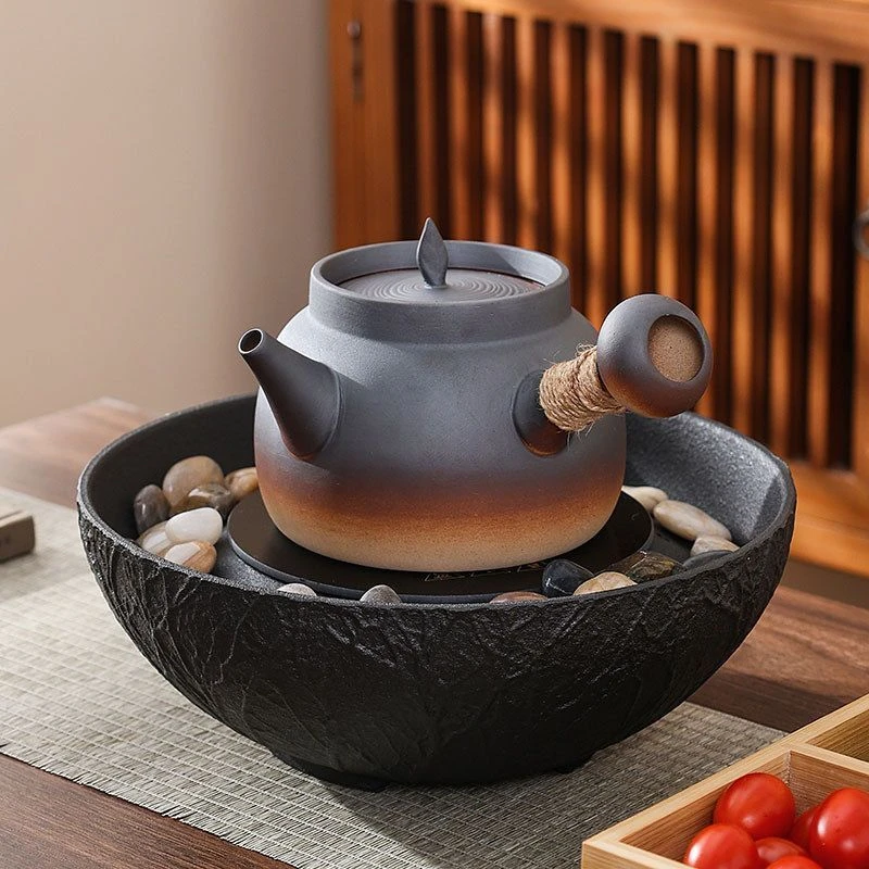 粗陶围炉煮茶家用砂铫煮水茶壶室内电陶炉陶瓷烧水壶烤茶罐罐茶