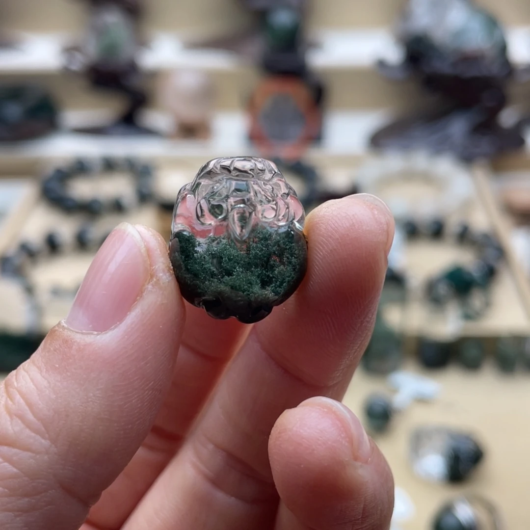 水晶颈饰未镶嵌绿幽灵聚宝盆貔貅