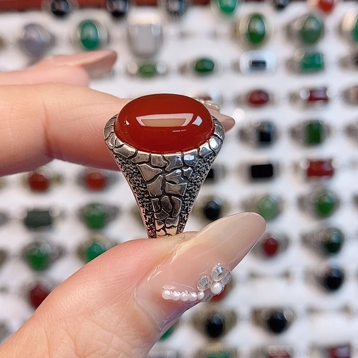 家***贵玛瑙/玉髓银S925镶嵌戒指