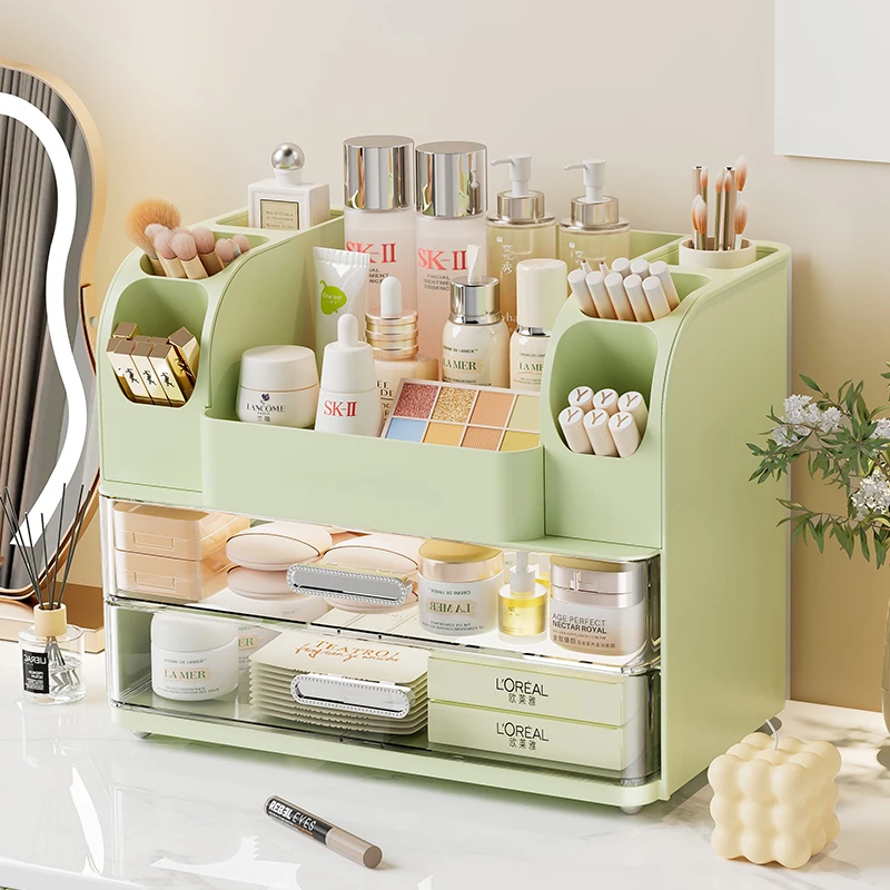 化妆品收纳盒家用办公室透明防尘大容量抽屉式化妆品收纳架置物架