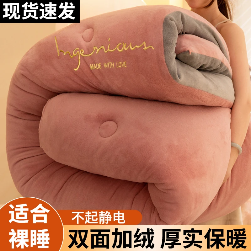 被子牛奶绒冬季棉被双面冬被法兰绒加厚保暖冬天加绒学生宿舍被褥