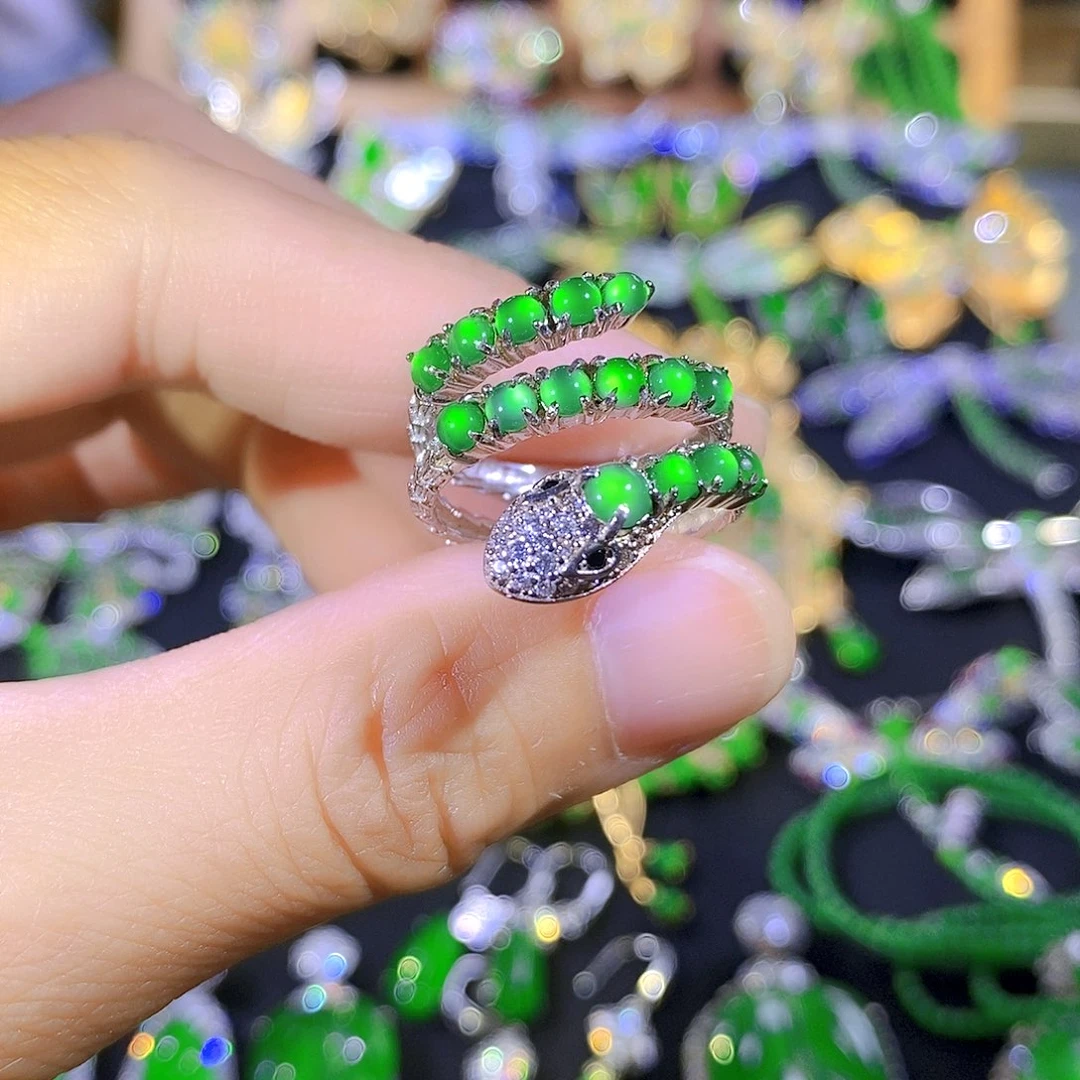 吊坠(不含链)银S925镶嵌翡翠