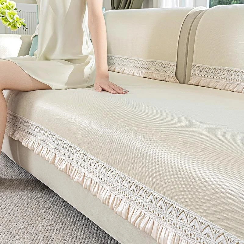 夏季冰丝沙发垫凉席坐垫防滑2025新款高端轻奢凉感奶油风夏天凉垫