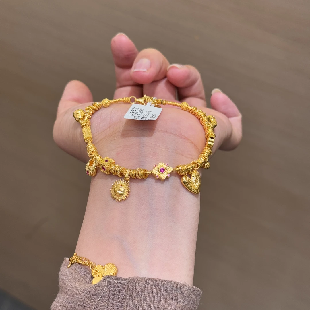 【菠萝珠宝】足金999 太阳花手链 金重：32.68克