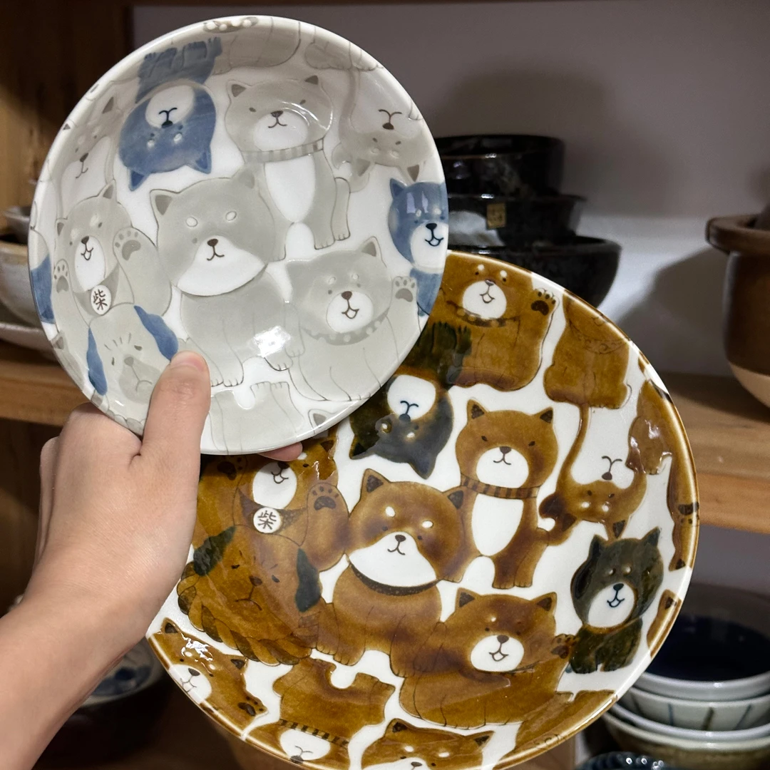 五郎 柴犬 钵碗 大盘 日本进口 美浓烧 炒菜意面沙拉牛排甜品寿司