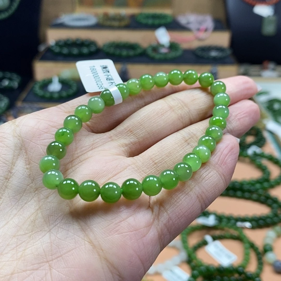 颈饰未镶嵌和田玉（碧玉）6mm果绿