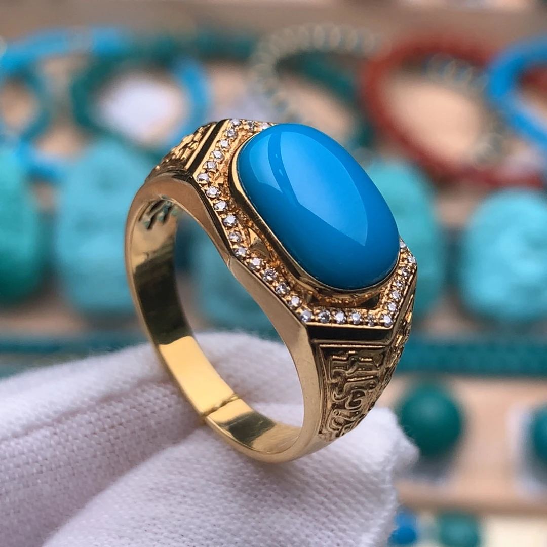 绿松石18K金镶嵌珠宝奇石