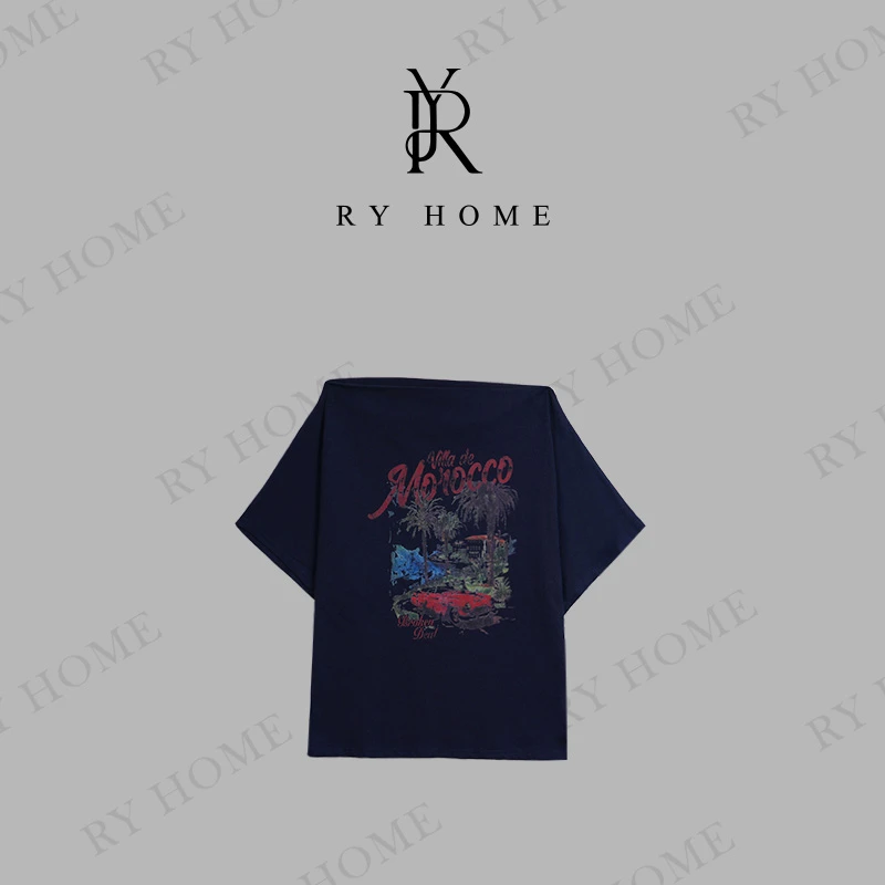 【容雨RYHOME】韩系一字肩印花短袖T恤252T2050