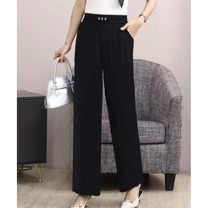 932 女士冰凉丝时尚百搭阔腿裤 FF