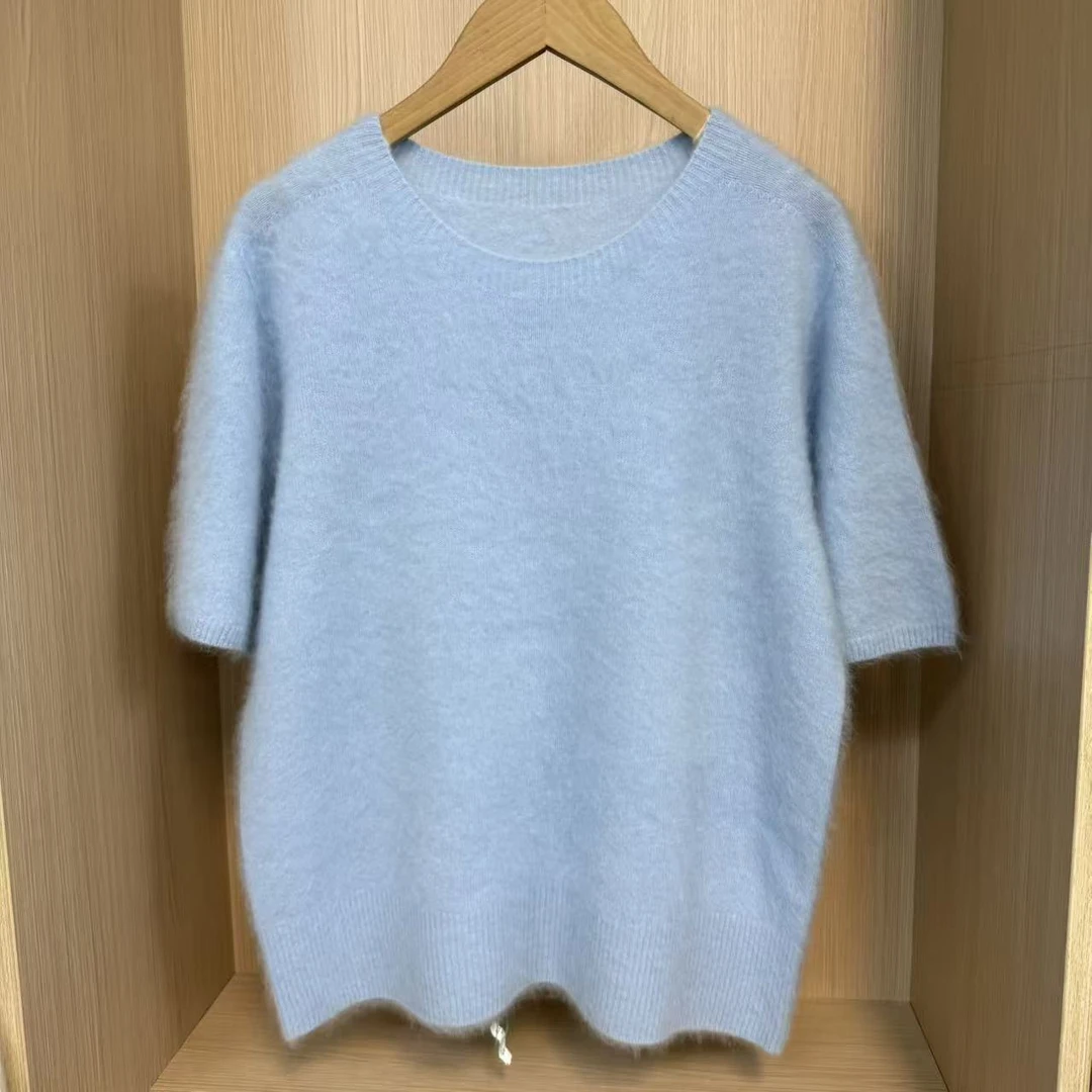 短袖冬季针织常规女圆领毛针织衫拉毛衫套衫秋冬女装