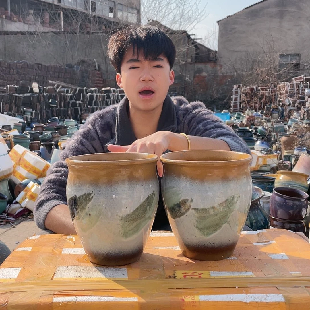 宜兴紫砂粗陶花盆