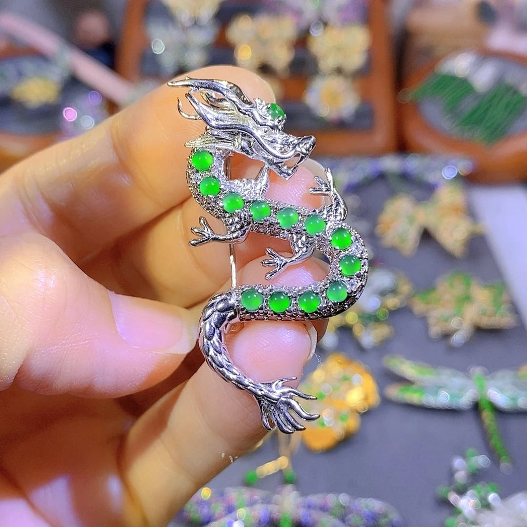 颈饰银S925镶嵌翡翠