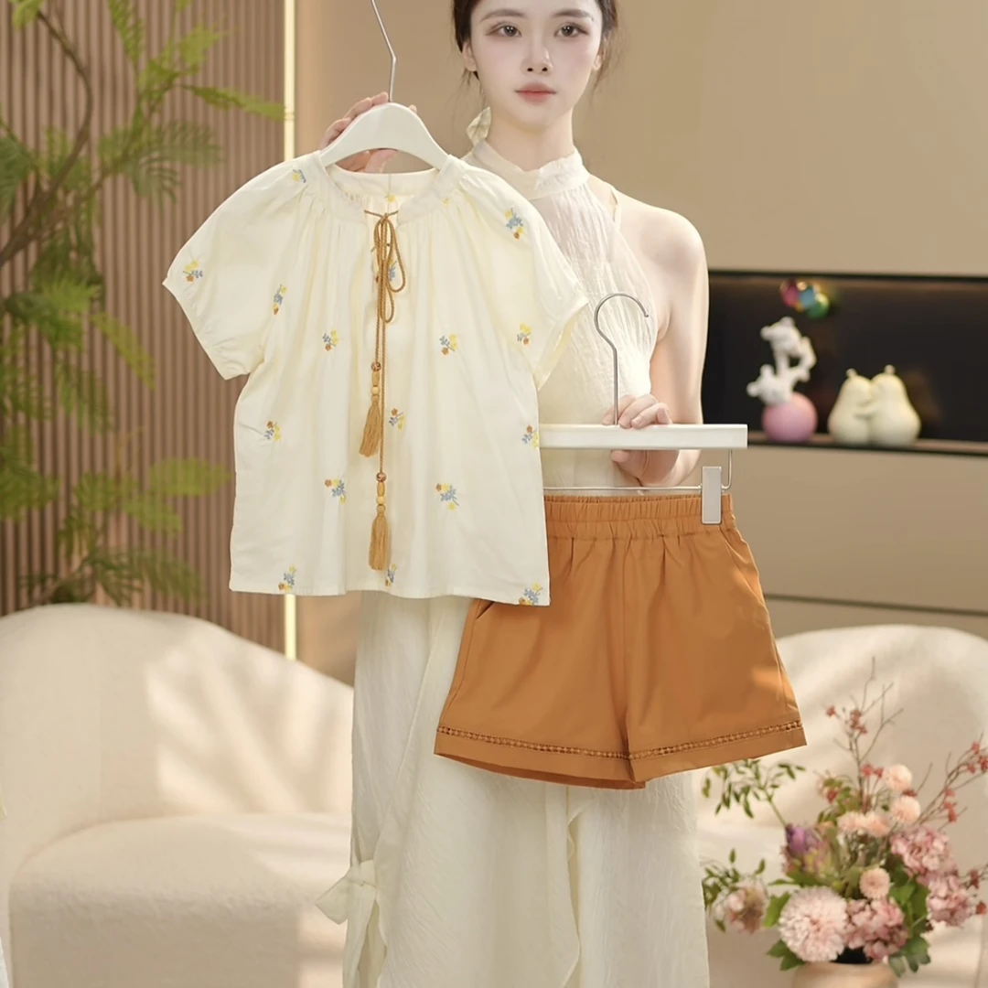 SMOTOUCH MUD女童夏季新款套装时尚百搭休闲上衣+短裤--Y5161