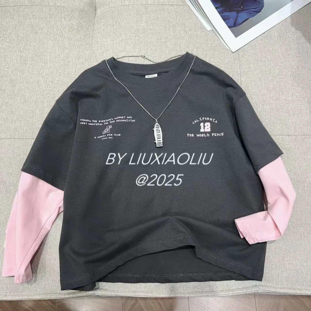 杭州六小六正版 BY LIUXIAOLIU春款儿童假两件长袖15617