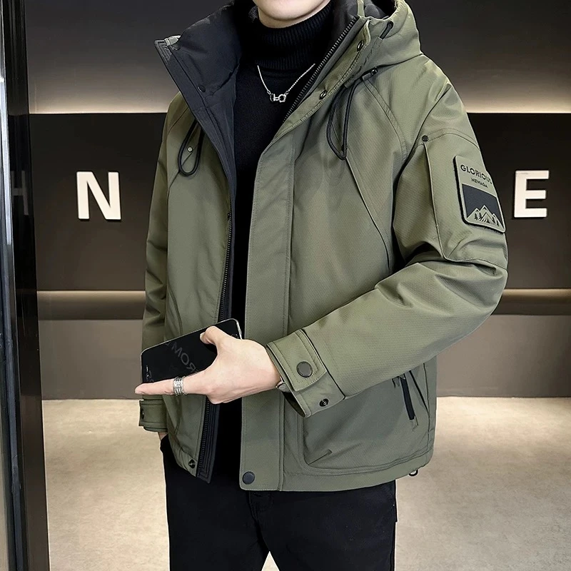 新款男士连帽羽绒服休闲时尚羽绒服加厚款帅气保暖情侣款