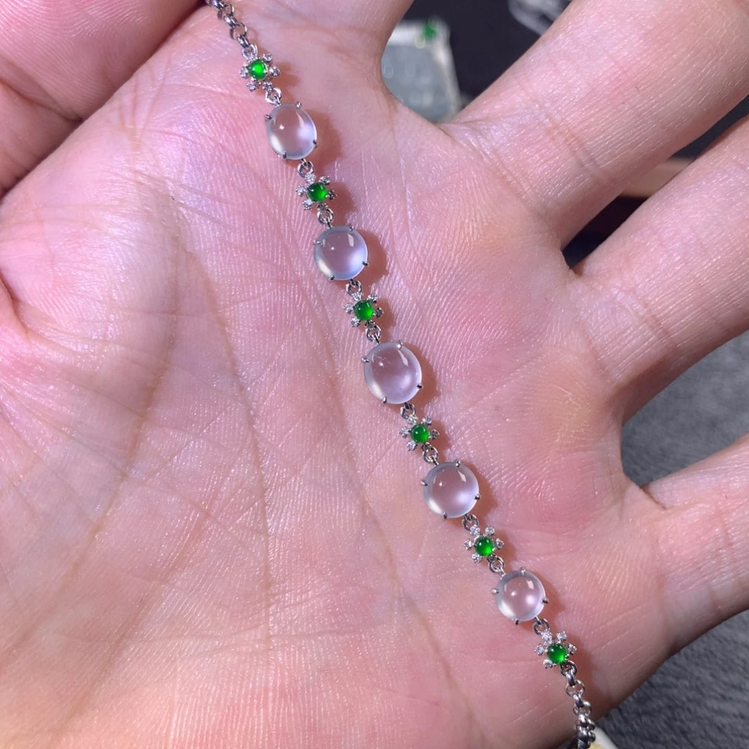 翡翠18K金镶嵌手链翡翠