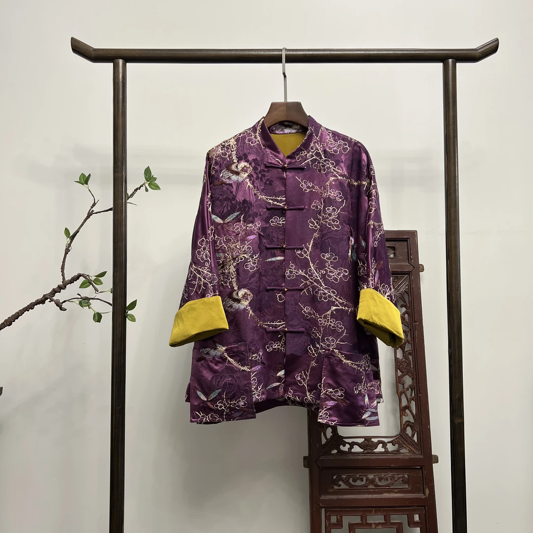【紫光琉璃】绕金系列新中式满绣秋冬中国风上衣W50193