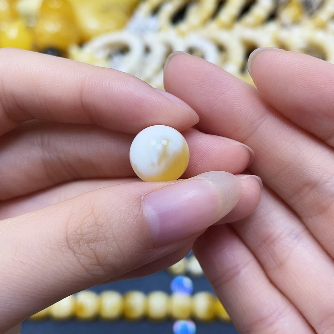 裸石蜜蜡未镶嵌圆珠12.3mm矿灰