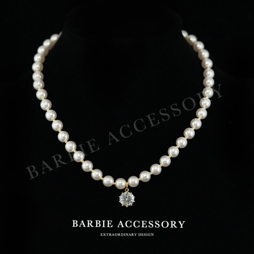 铜合金仿珍珠项链 【光珠白戏】法式中古轻奢设计款高级感项链