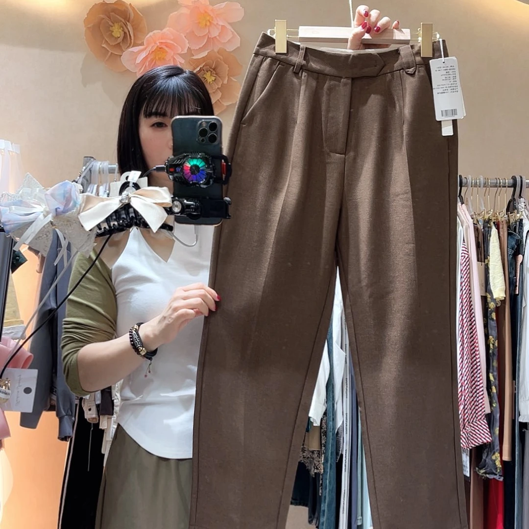 M码腰围70棕色西装裤