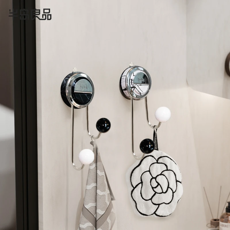 （半岛）吸盘挂钩免打孔瓷砖墙面强力承重无痕粘钩多功能门后挂架黑