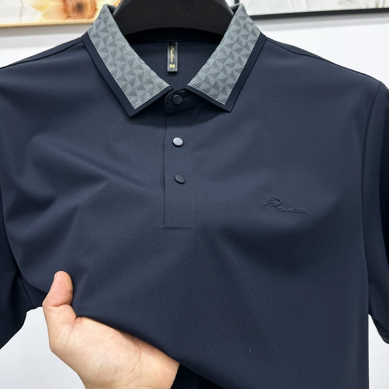 CATIA SELI无痕男士夏季短袖凉感t恤纯色休闲POLO衫微弹凉感上衣