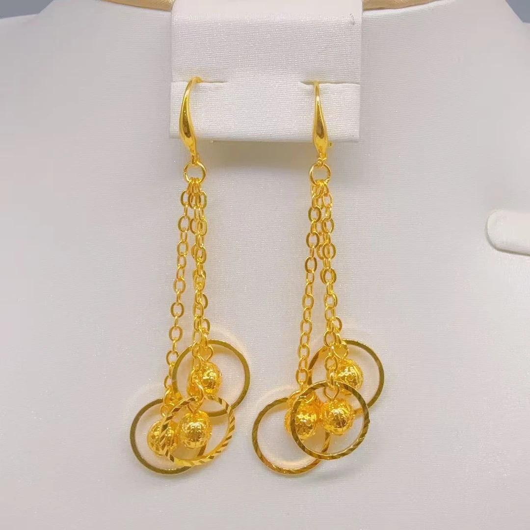 铜合金耳饰 民族风欧美时尚高颜值精美素款百搭07161耳环长款耳圈