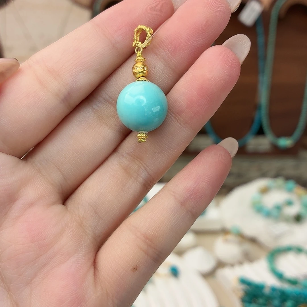 绿松石18K金镶嵌吊坠(不含链)