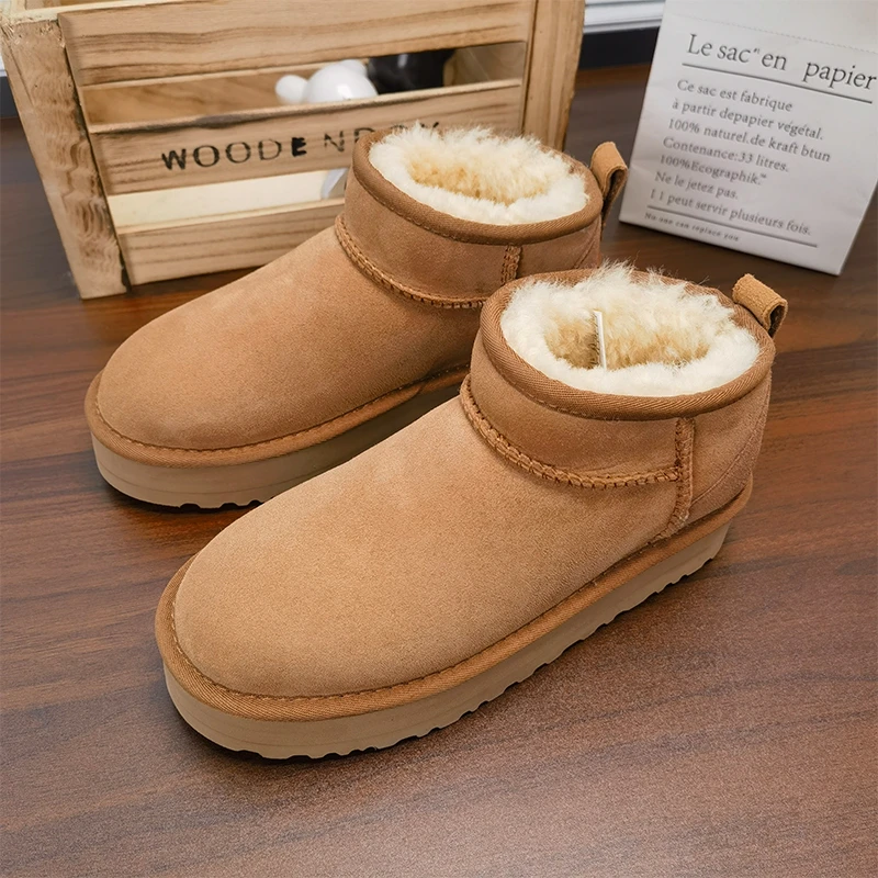 【厚底mini】羊皮毛一体桑坡雪地靴女周冬雨同款冬季保暖防滑棉鞋女