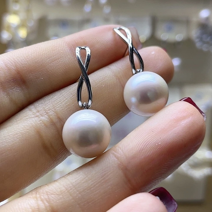 淡水珍珠耳饰银S925镶嵌