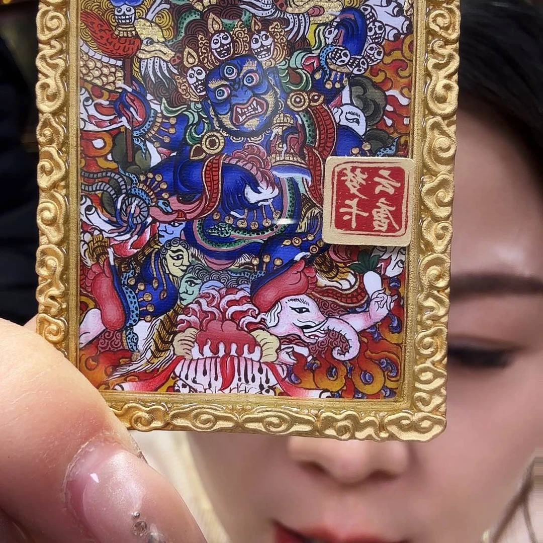 装裱画K***?大黑天带壳子的