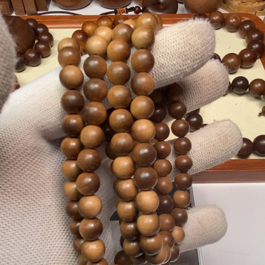 檀香木逸供奉料老山檀香0.8*108多圈手串