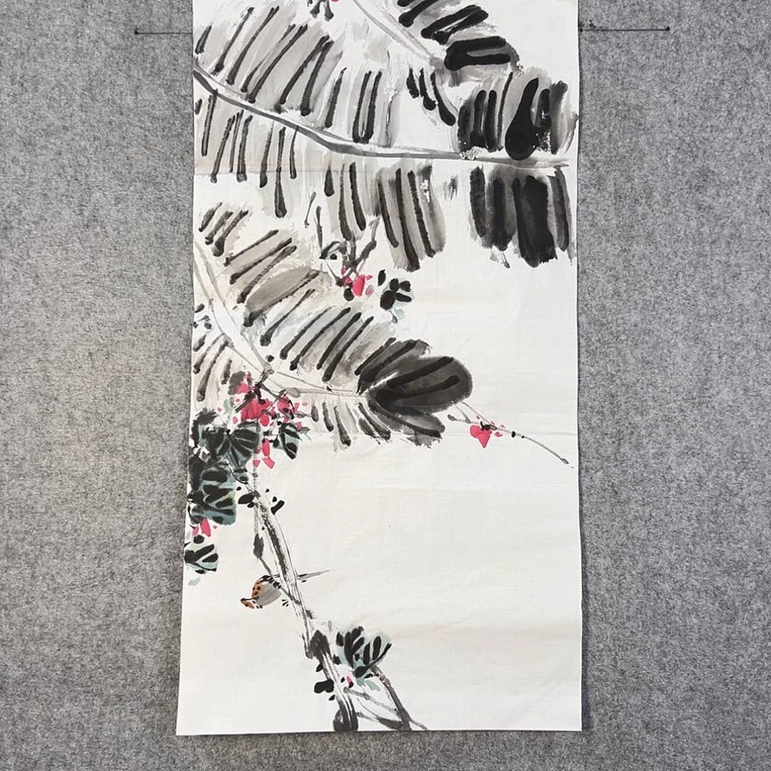 国画619 牡丹之花之叶的颜色与花色