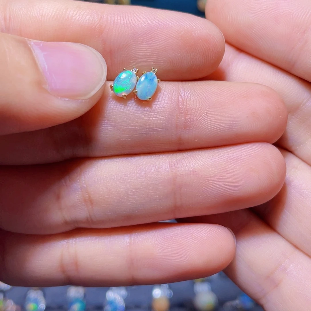 欧泊耳钉）银S925镶嵌D**a