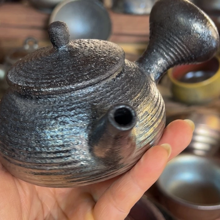 陶杨坤柴烧横把微瑕壶