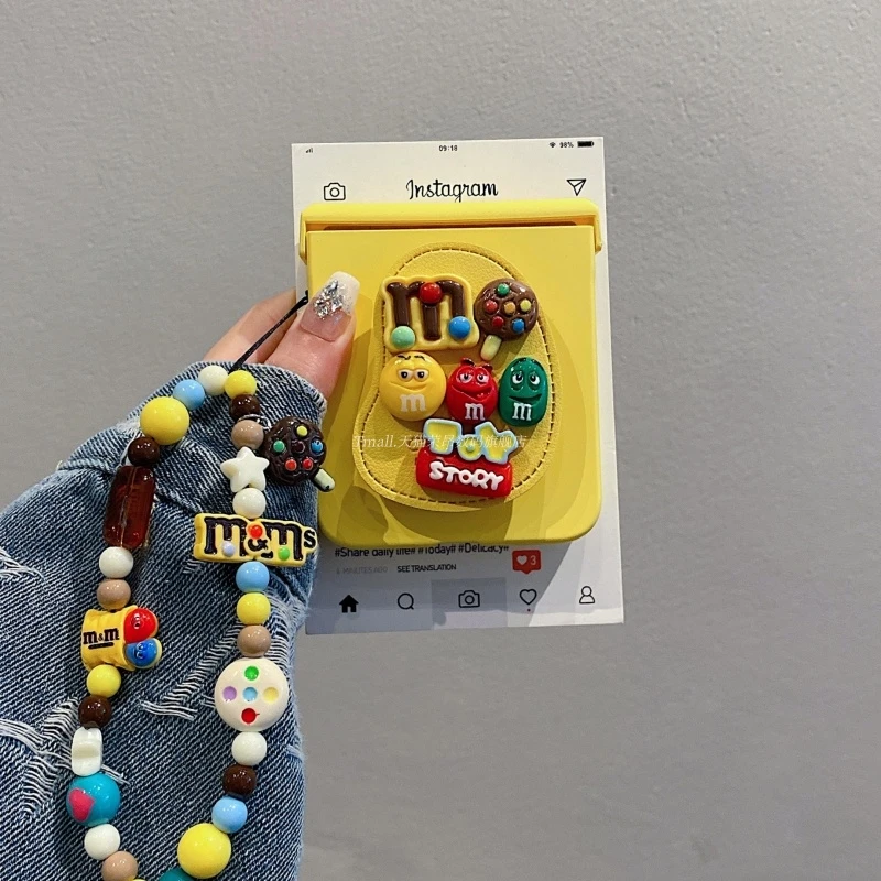 适用小米mixflip折叠屏手机壳华为purax创意可爱立体M豆皮质支架