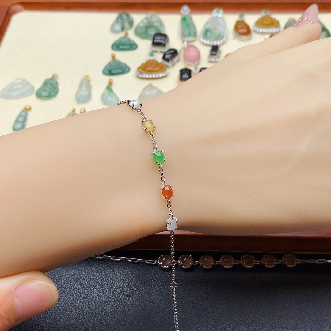 银S925镶嵌手链翡翠