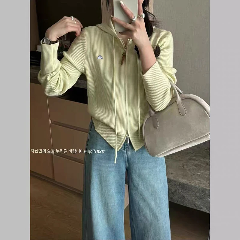 【抹茶杏】开衫外套3621超柔软高品质连帽针织毛衣