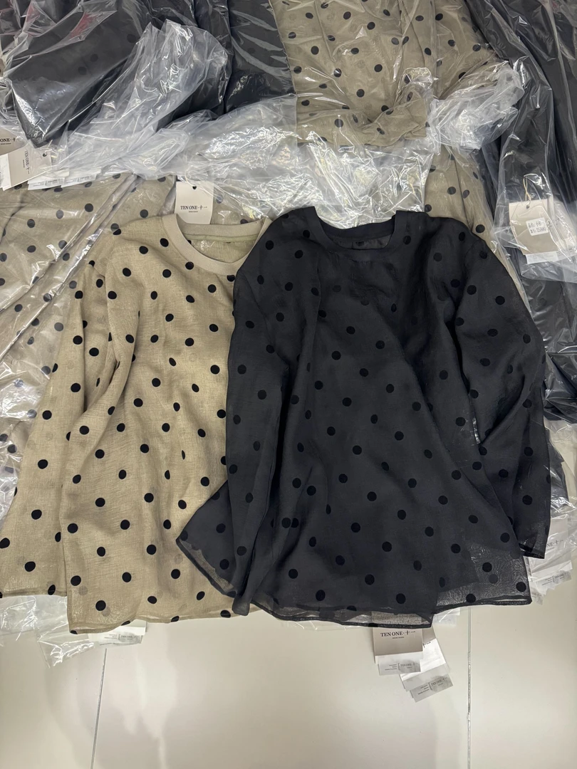 25880波点印花圆领长袖防晒罩衫女2025夏季新款透气宽松薄款上衣