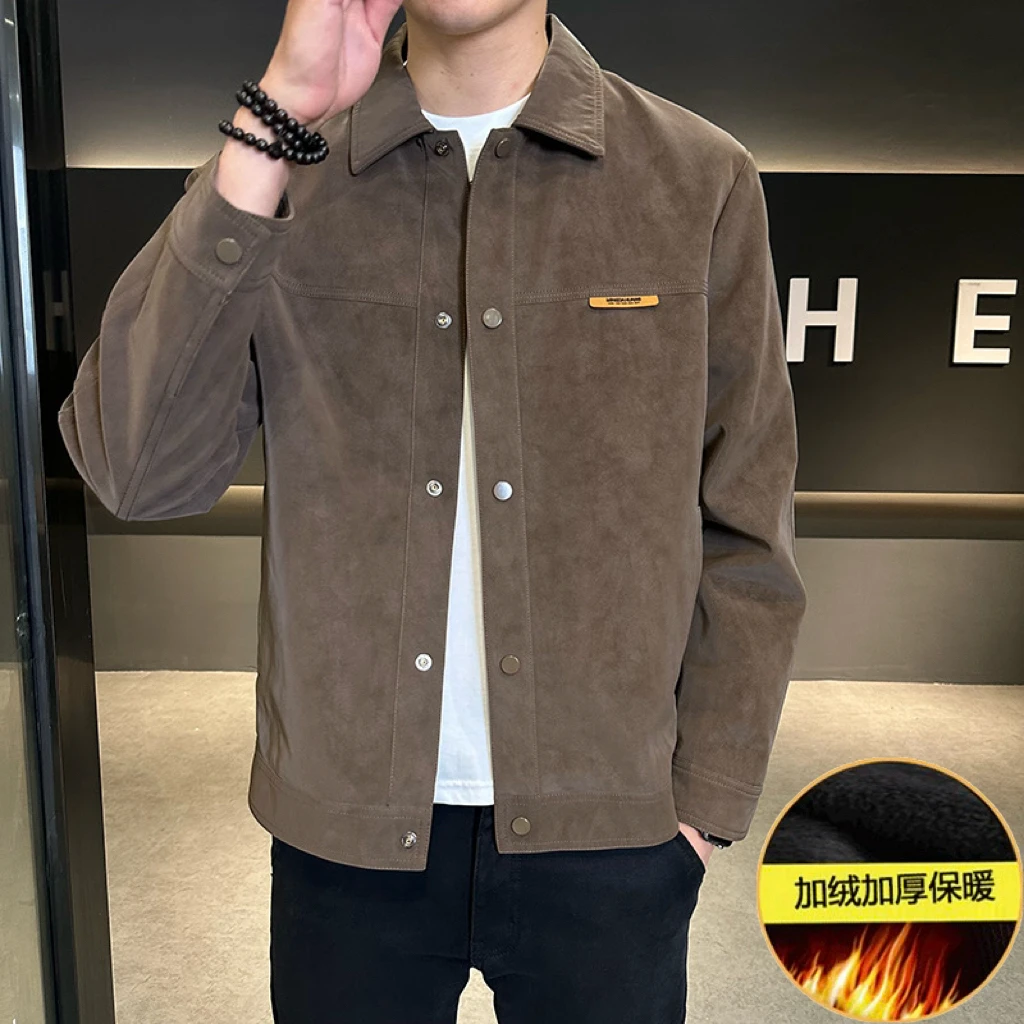 【彤彤】秋冬季加绒加厚皮衣外套蛋白软皮男夹克外套上衣哑光高级感