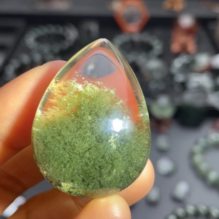 未镶嵌水晶颈饰绿幽灵水滴定制