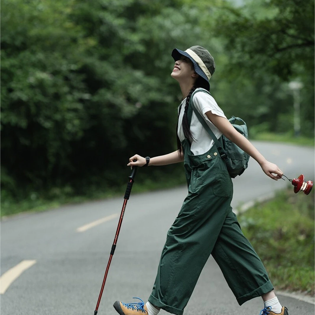 古苔树丛绿山系背带裤 citygirl徒步户外工装风裤子