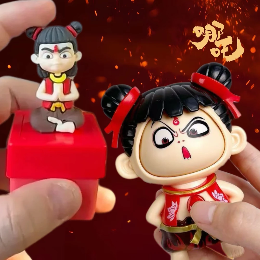 【按压变脸哪吒+发声哪吒组合装】摆件按压变形潮玩可爱趣味玩具