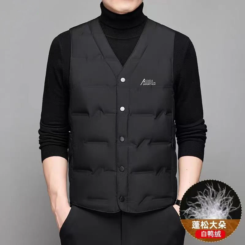 2025新款轻薄男士羽绒马甲秋冬季V领坎肩中老年内穿贴身保暖背心