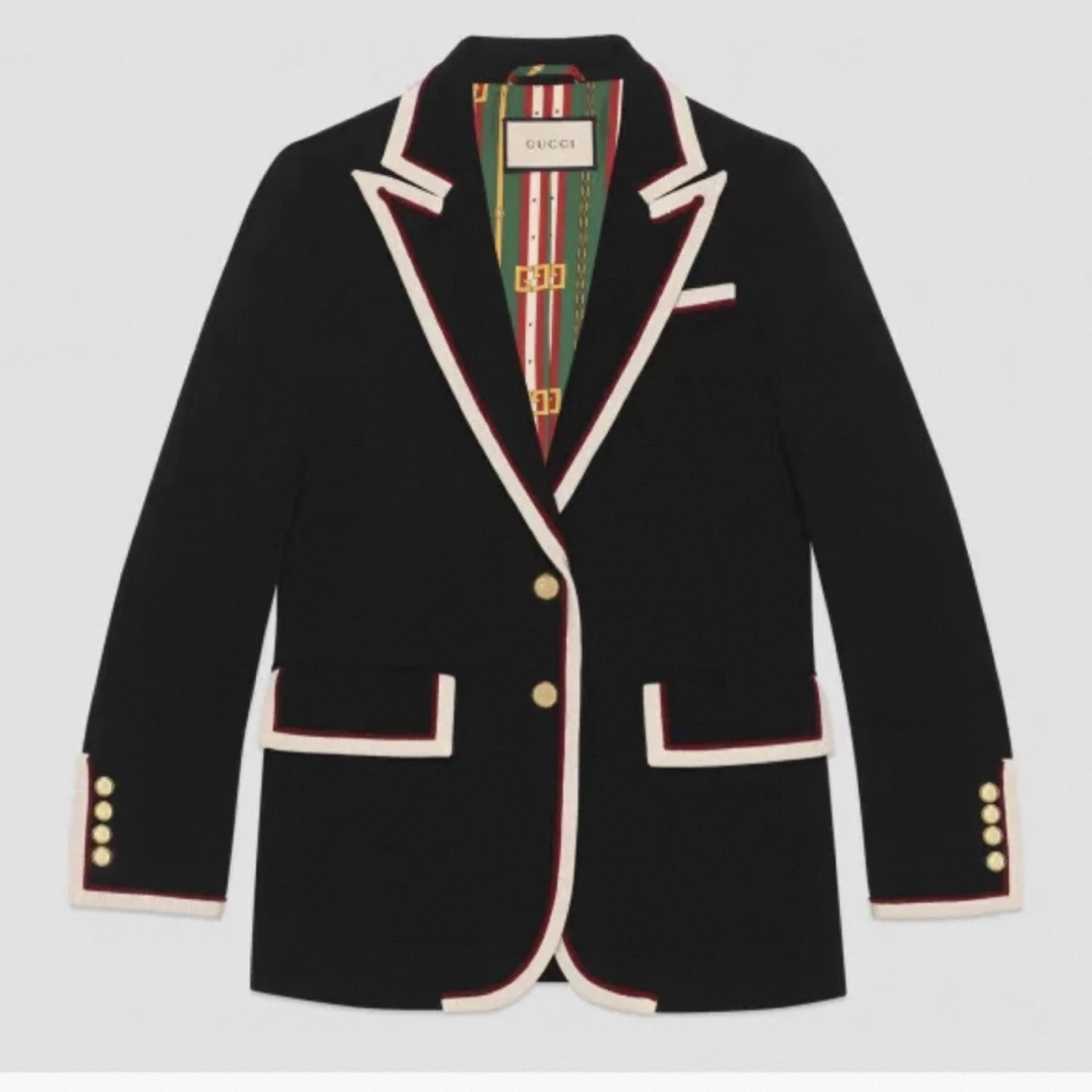 99新 GUCCI/古驰 HZ二手奢侈品古驰 内拼双G满印黑色西装外套z075