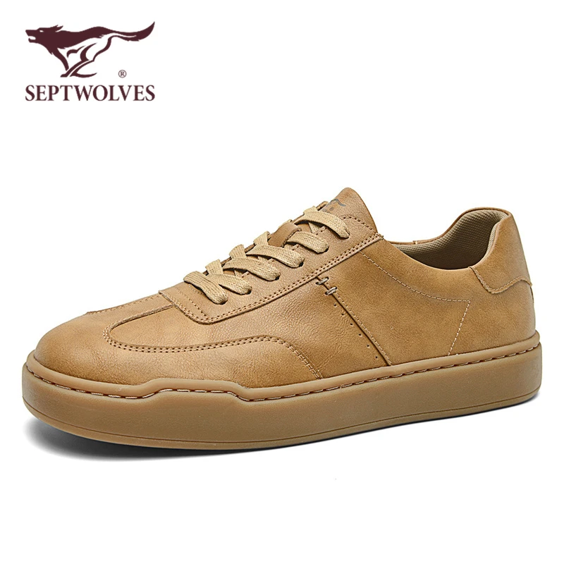 七匹狼男鞋2025新款秋季时尚复古休闲板鞋男款内增高厚底板鞋低帮