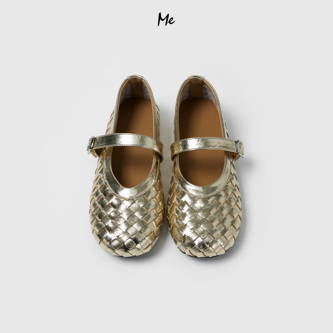 ME【菱格玛丽珍鞋】重磅小牛皮编制风奢牌感时尚百搭鞋子MESS2225