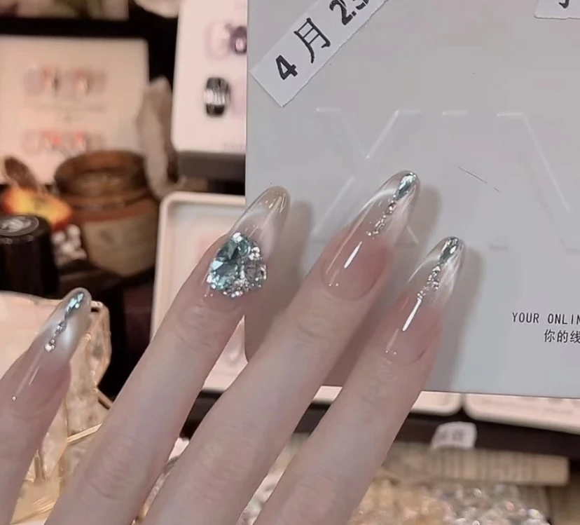 【指尖泪】纯手工穿戴甲法式猫眼夏季新款高品质美甲高级显白光疗甲