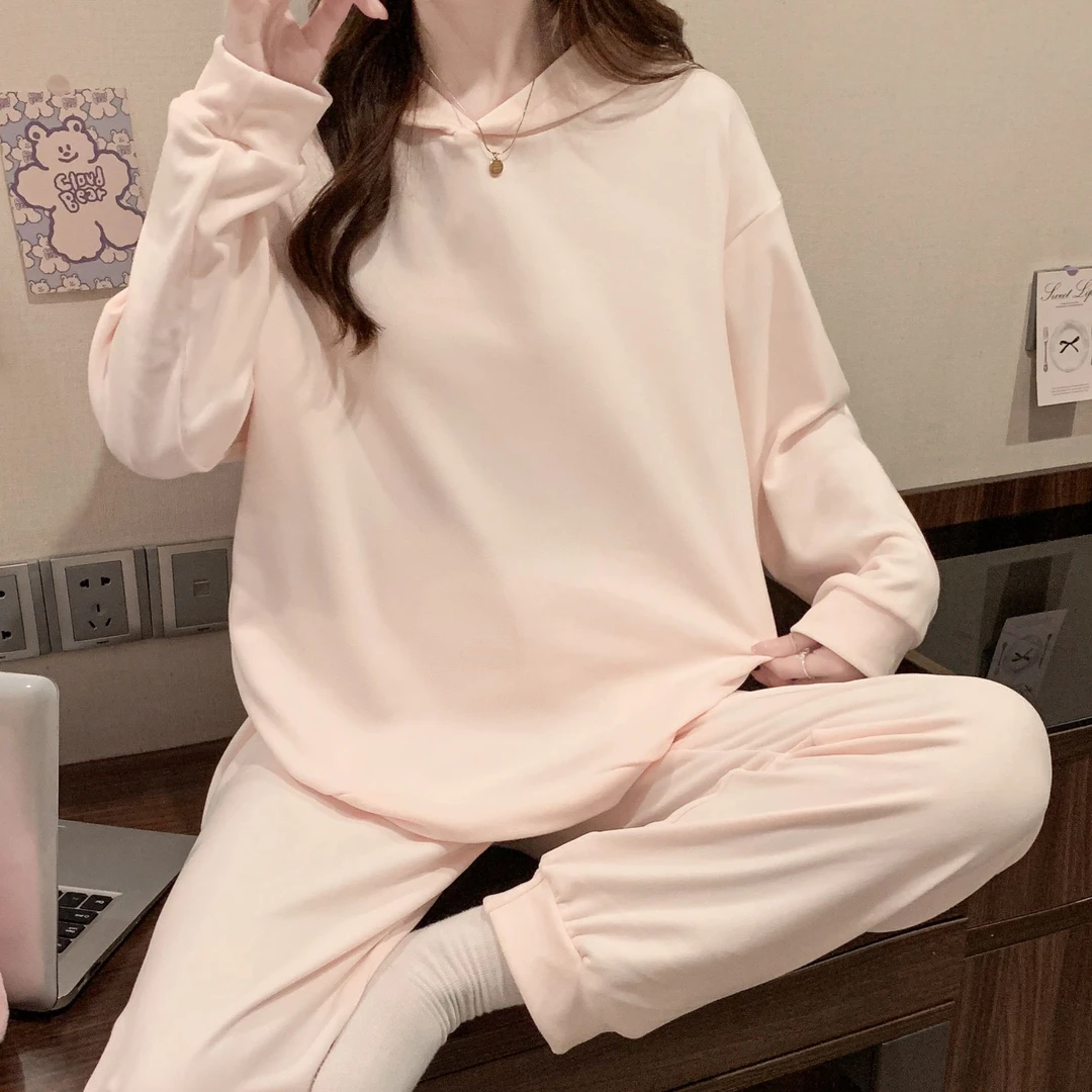 2025秋冬睡衣新款德绒柔软亲肤长袖慵懒风宽松家居服休闲连帽套装